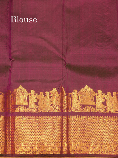 Ash Colour Pure Kanjivaram Silk Saree with Pallakku Border
