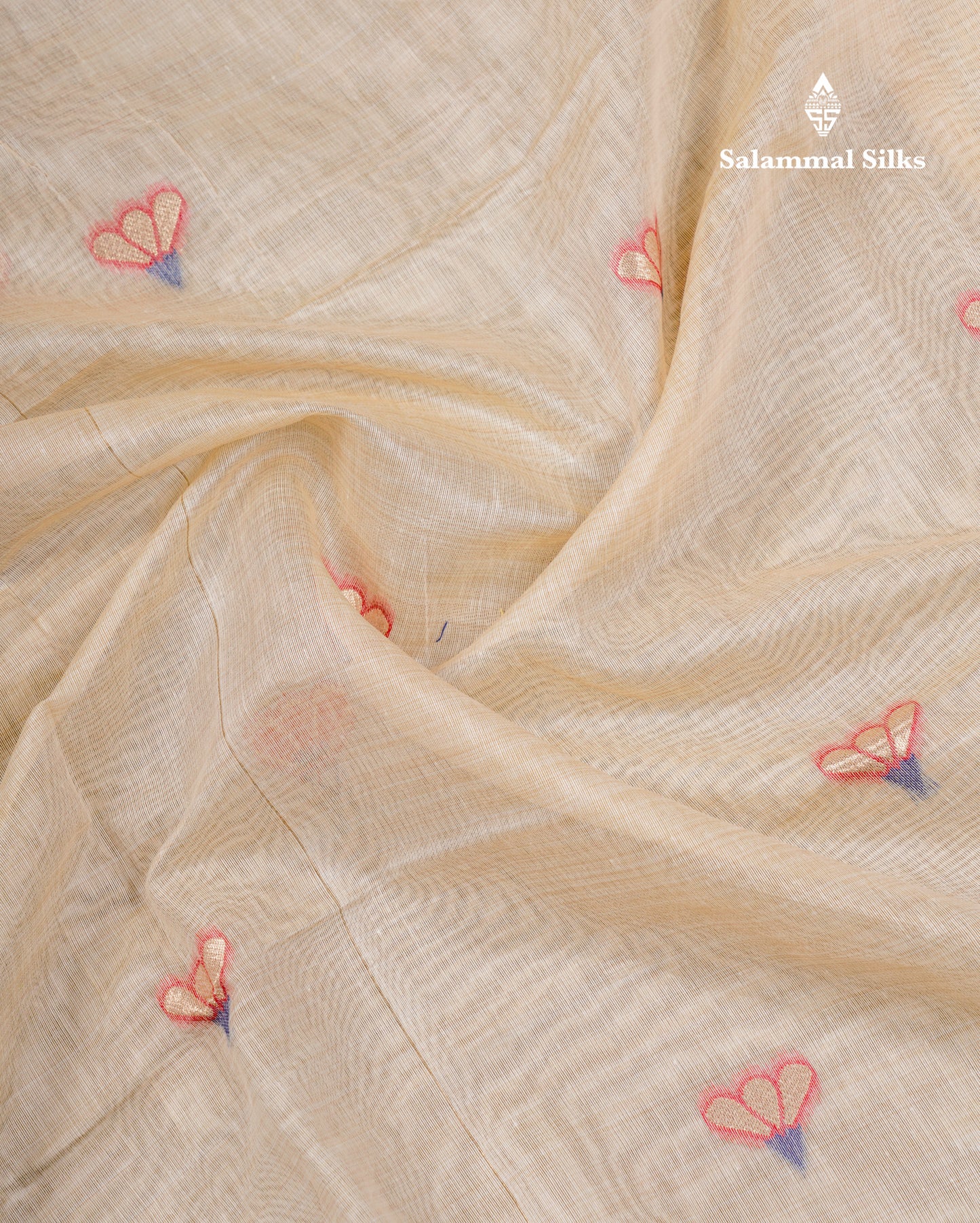 Beautiful Onion Pink Menakari Work Muga Cotton Saree With Fancy Border