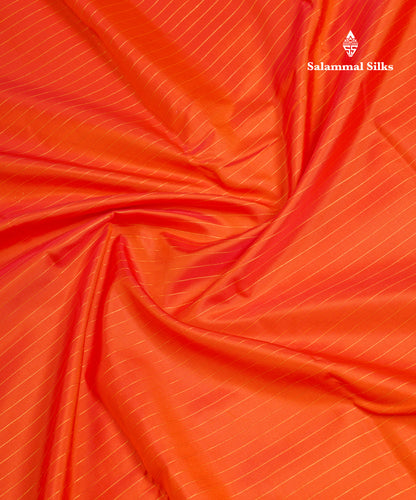Orange Pure Kanjivaram Silk Saree With Contrast Pink 8 Kol Temple Border