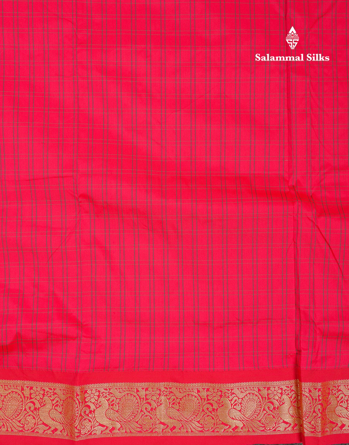 10 Yards Art Silk Saree Peacock Blue Checks with Traditional Border