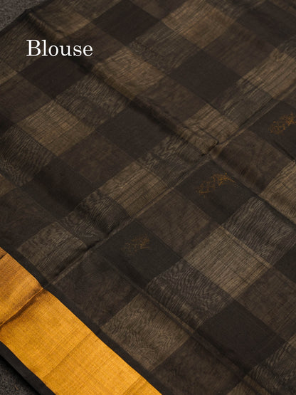 Beautiful Paalum Pazham Checks Pure Silk Cotton Saree With Contrast Black Blouse