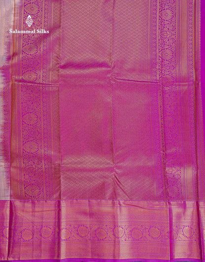 Bridal Semi Silk Saree -  Cream Colour Body With Contrast Magenta Evening Morning Border