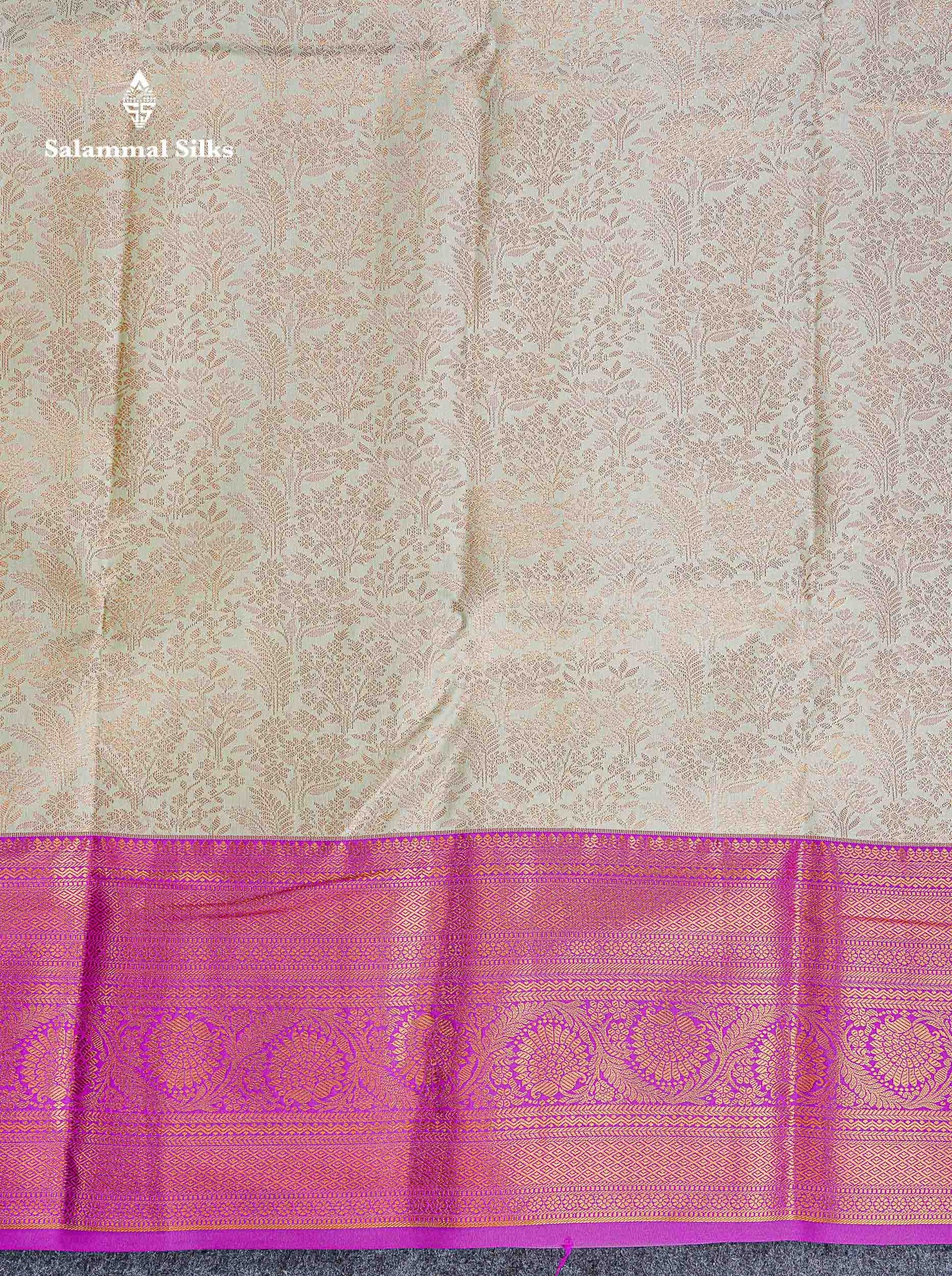 Bridal Semi Silk Saree -  Cream Colour Body With Contrast Magenta Evening Morning Border