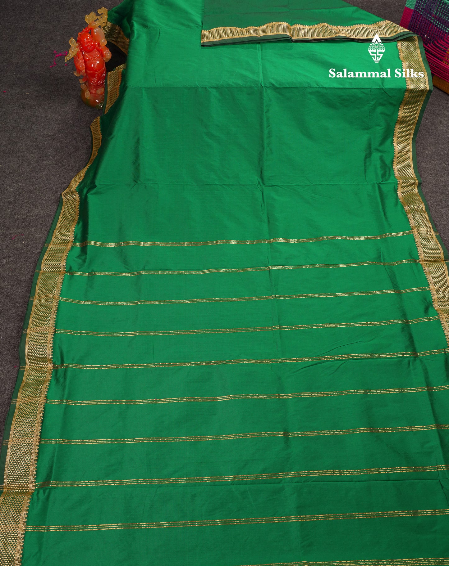10.5 Yards Semi Silk Saree Royal Blue Plain With Traditional Border