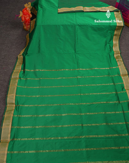 10.5 Yards Semi Silk Saree Royal Blue Plain With Traditional Border