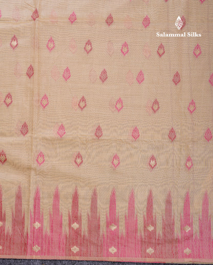 Beautiful Sandal Muga Cotton Saree With Contrast Mustard Yellow Blouse