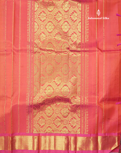 Light Pink Pure Kanjivaram Silk Saree With One Side Contrast Magenta Pink Border