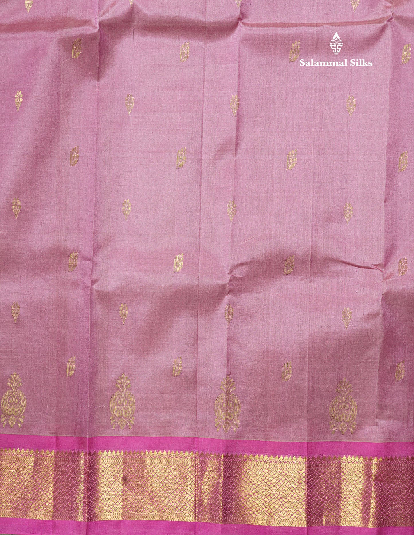 Light Pink Pure Kanjivaram Silk Saree With One Side Contrast Magenta Pink Border