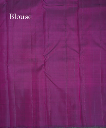 Light Pink Pure Kanjivaram Silk Saree With Contrast Dark Purple Fancy Border
