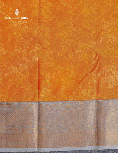 Bridal Semi Silk Saree -  Orange Colour Body With Contrast Grey Border