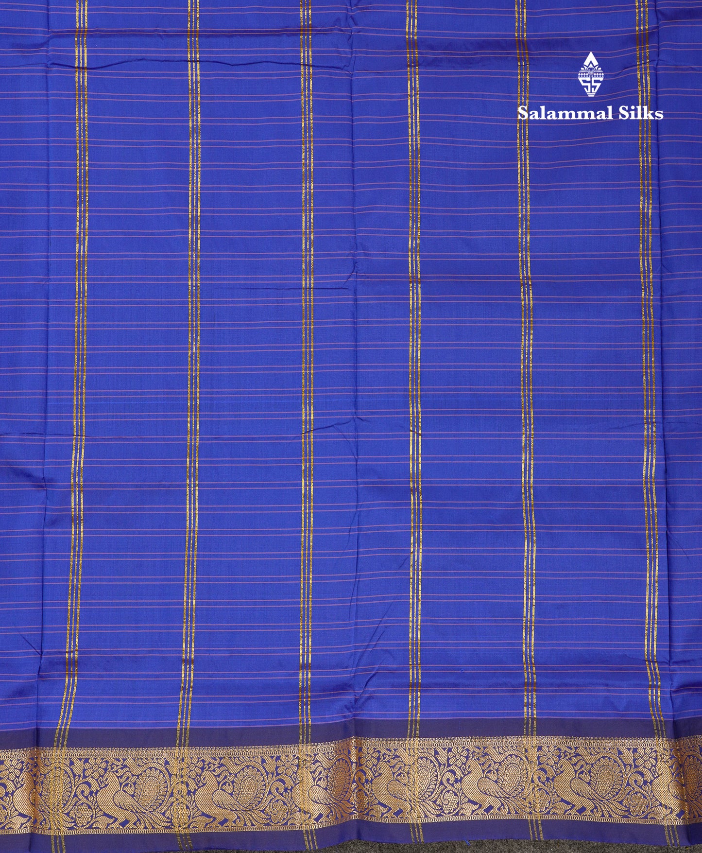 10 Yards Art Silk Saree Peacock Blue Checks with Traditional Border