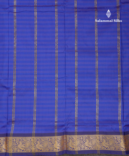 10 Yards Art Silk Saree Peacock Blue Checks with Traditional Border