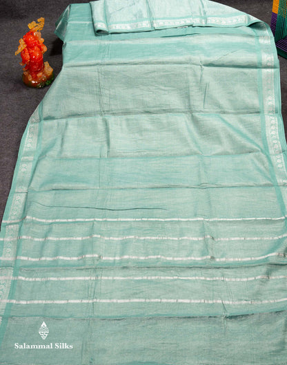 Stunning Pastel Violet Tissue Sungudi Cotton Saree With Small Traditional Silver Zari Border