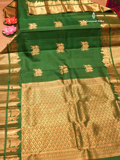 Ash Colour Pure Kanjivaram Silk Saree with Pallakku Border