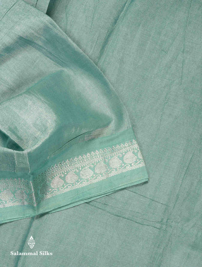 Stunning Pastel Violet Tissue Sungudi Cotton Saree With Small Traditional Silver Zari Border