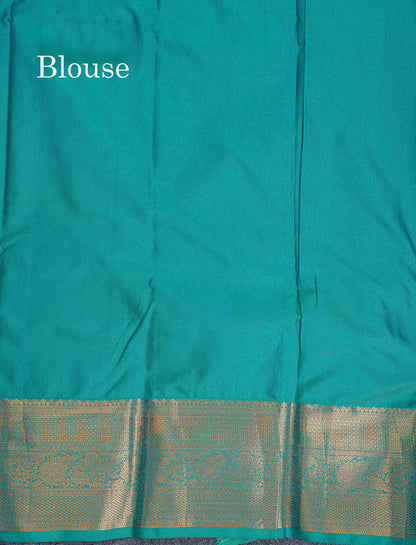 Bridal Semi Silk Saree -  Mustard Yellow Colour Body With Contrast Teal Green Border