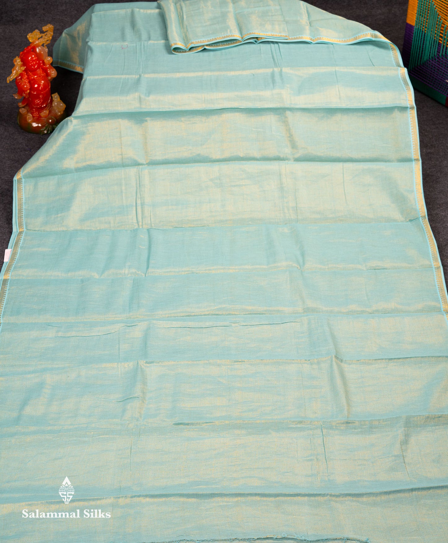Stunning Lavender Tissue Sungudi Cotton Saree With Small Traditional Zari Border