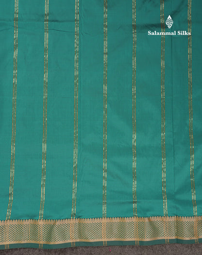 10.5 Yards Semi Silk Saree Peacock Blue Plain With Traditional Border