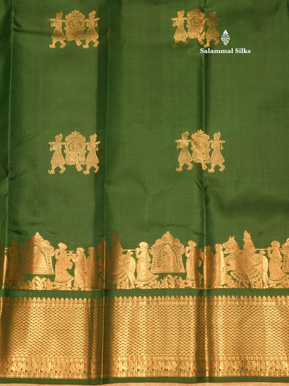 Ash Colour Pure Kanjivaram Silk Saree with Pallakku Border