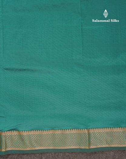 10.5 Yards Semi Silk Saree Peacock Blue Plain With Traditional Border
