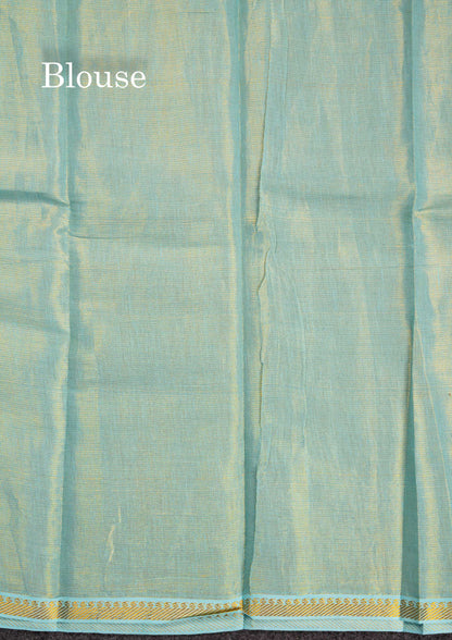 Stunning Lavender Tissue Sungudi Cotton Saree With Small Traditional Zari Border