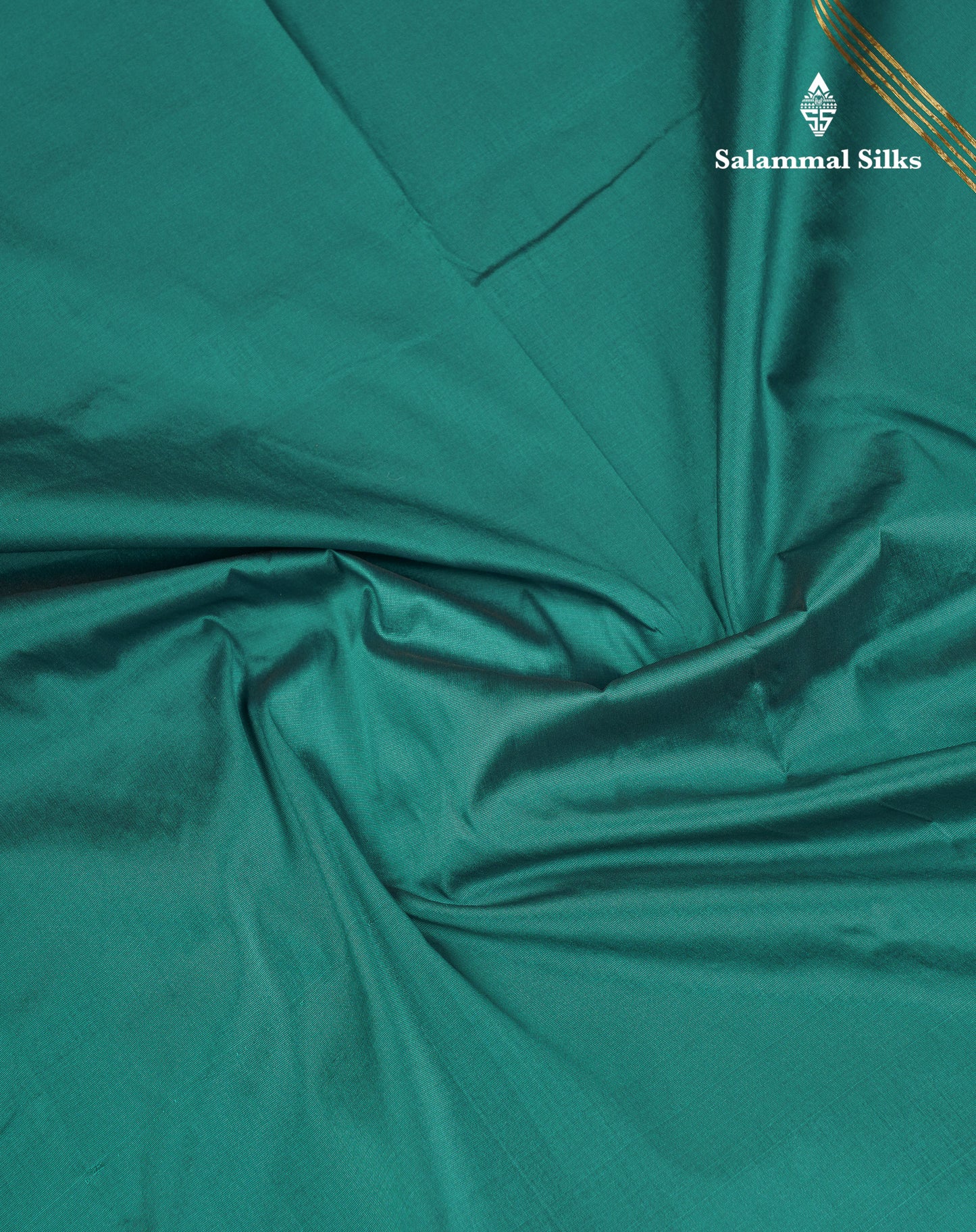 10.5 Yards Semi Silk Saree Peacock Blue Plain With Traditional Border