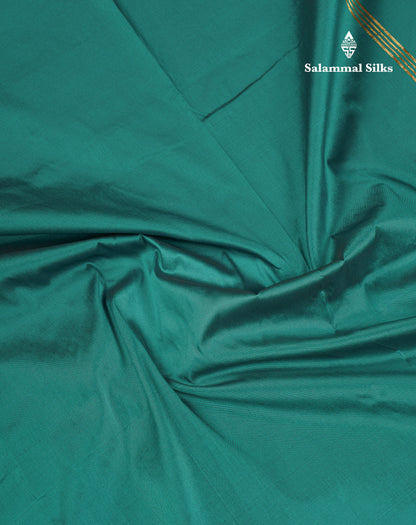 10.5 Yards Semi Silk Saree Peacock Blue Plain With Traditional Border