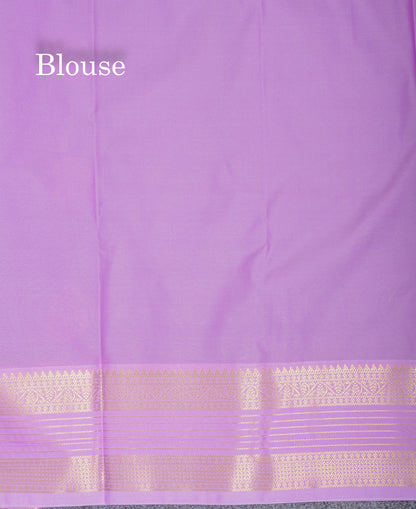 Dark Brown Semi Silk Saree With Contrast Lavender Double Border
