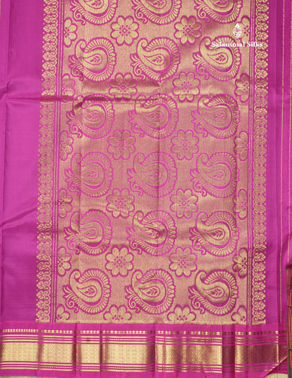 Navy Blue Pure Kanjivaram Silk Saree With One Side Traditional Border