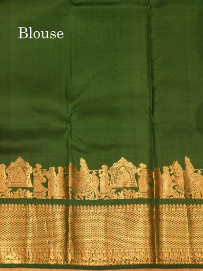 Ash Colour Pure Kanjivaram Silk Saree with Pallakku Border