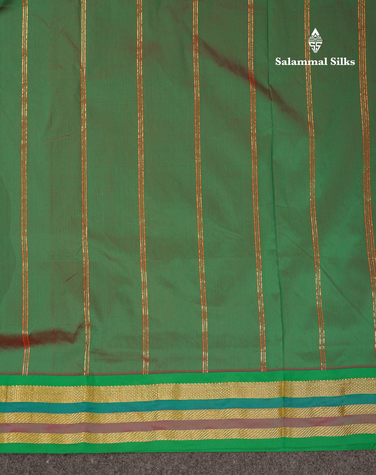 10.5 Yards Semi Silk Saree Green With Contrast Pink Traditional Border