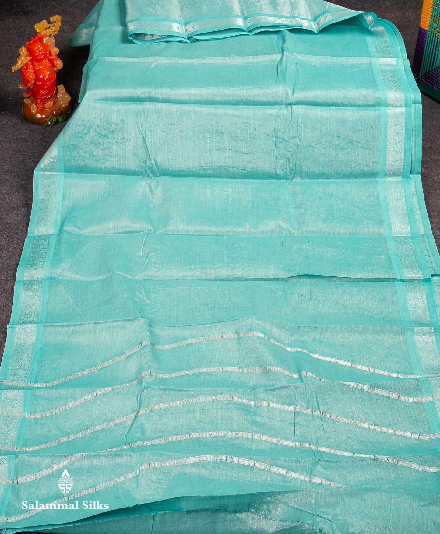 Stunning Pastel Violet Tissue Sungudi Cotton Saree With Small Traditional Silver Zari Border