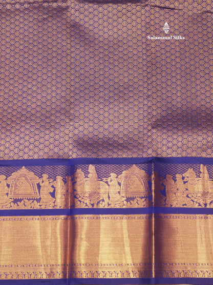 Royal Blue Colour Pure Kanjivaram Silk Saree with Pallakku Border