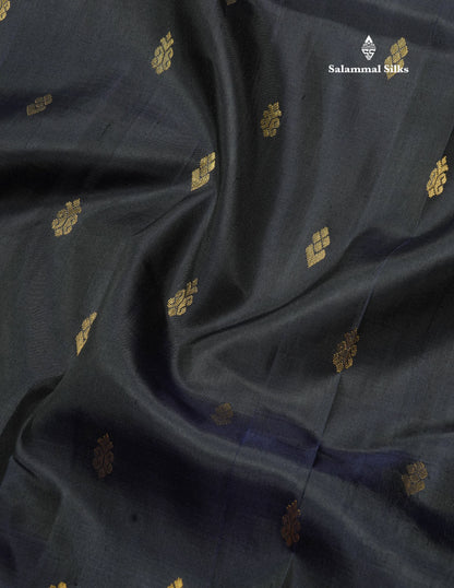 Navy Blue Pure Kanjivaram Silk Saree With One Side Traditional Border