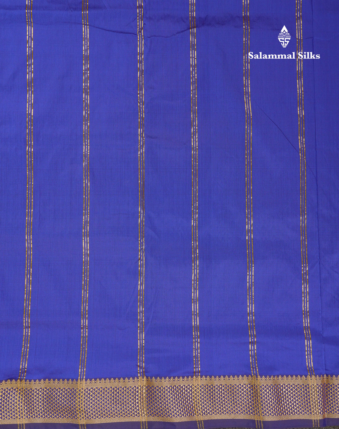 10.5 Yards Semi Silk Saree Royal Blue Plain With Traditional Border