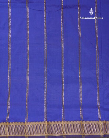 10.5 Yards Semi Silk Saree Royal Blue Plain With Traditional Border