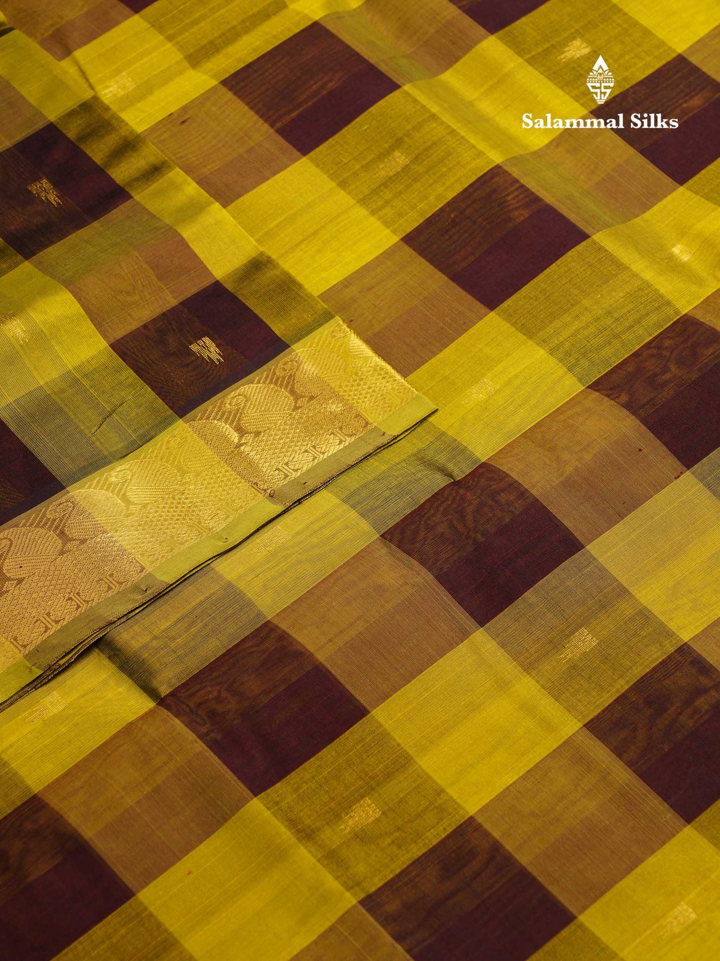 Beautiful Paalum Pazham Checks Pure Silk Cotton Saree With Contrast Manthulir Green Blouse