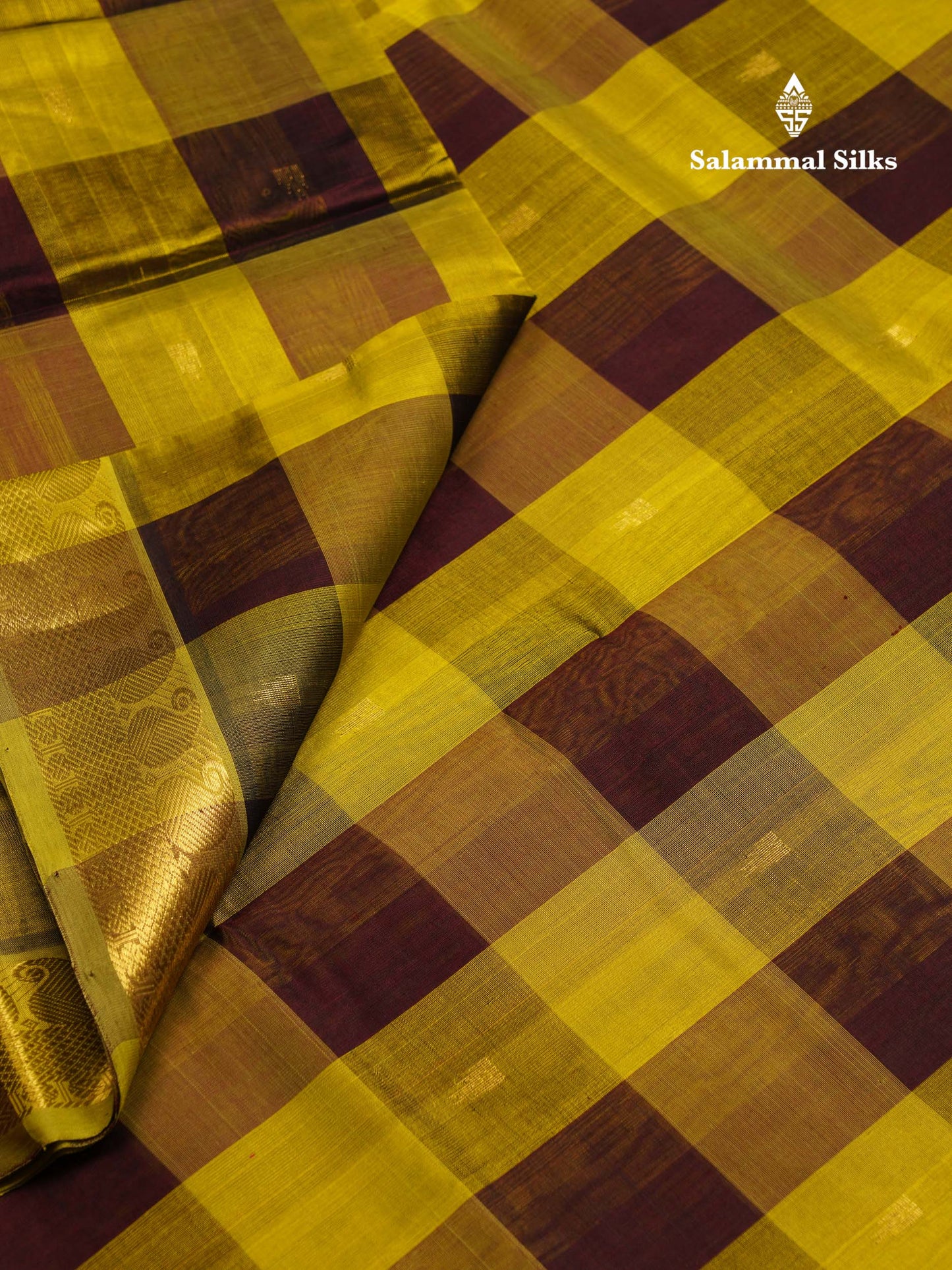 Beautiful Paalum Pazham Checks Pure Silk Cotton Saree With Contrast Manthulir Green Blouse
