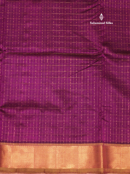 Lakshadeepam Violet Colour Pure Silk Cotton Saree With Contrast Parrot Green Border