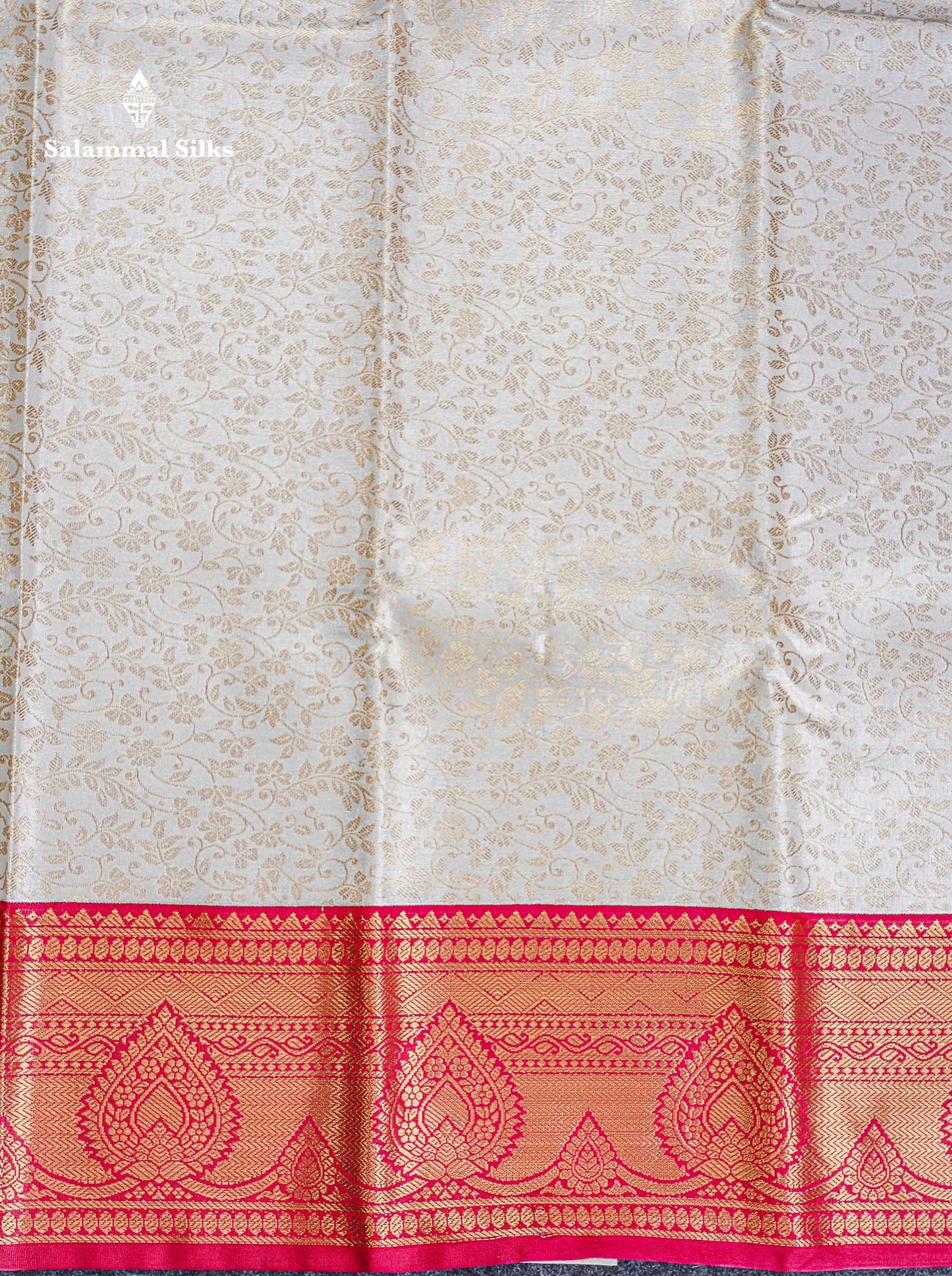Bridal Semi Silk Saree -  Half White Colour Body With Contrast Red Traditional Border