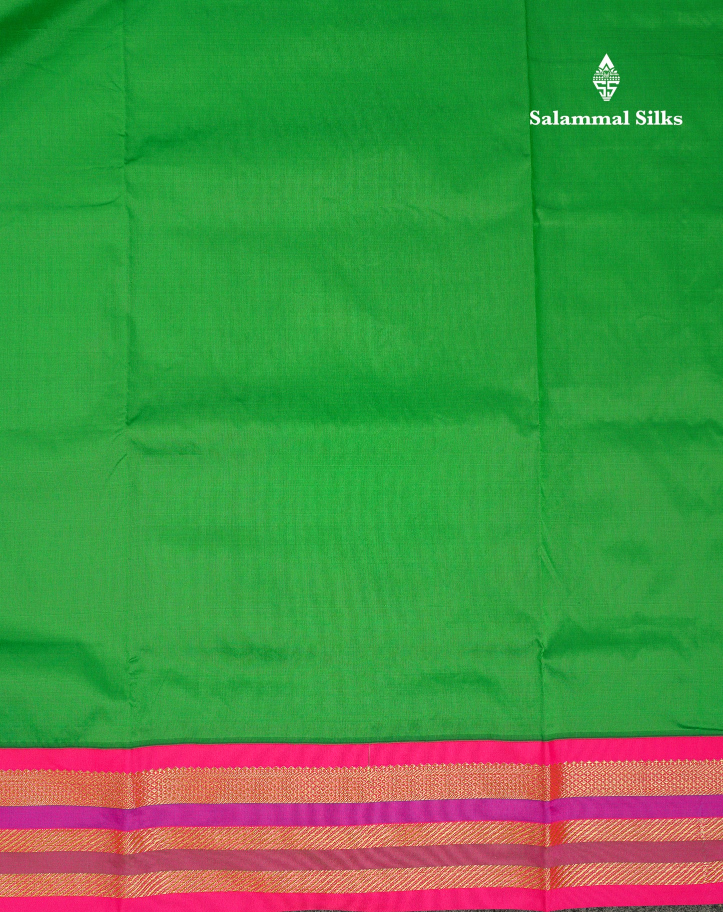 10.5 Yards Semi Silk Saree Green With Contrast Pink Traditional Border