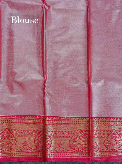 Bridal Semi Silk Saree -  Half White Colour Body With Contrast Red Traditional Border