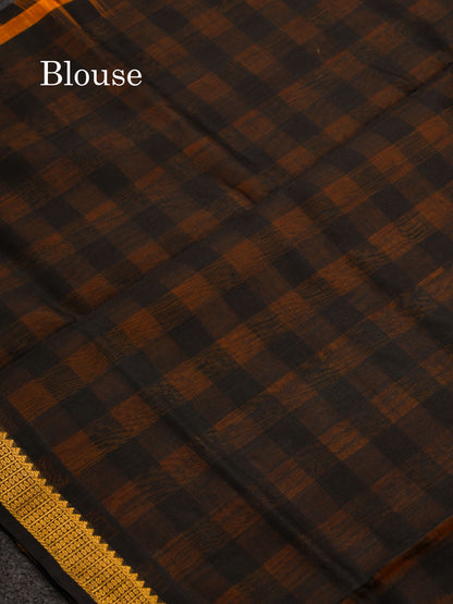 Beautiful Paalum Pazham Checks Pure Silk Cotton Saree With Contrast Black Blouse