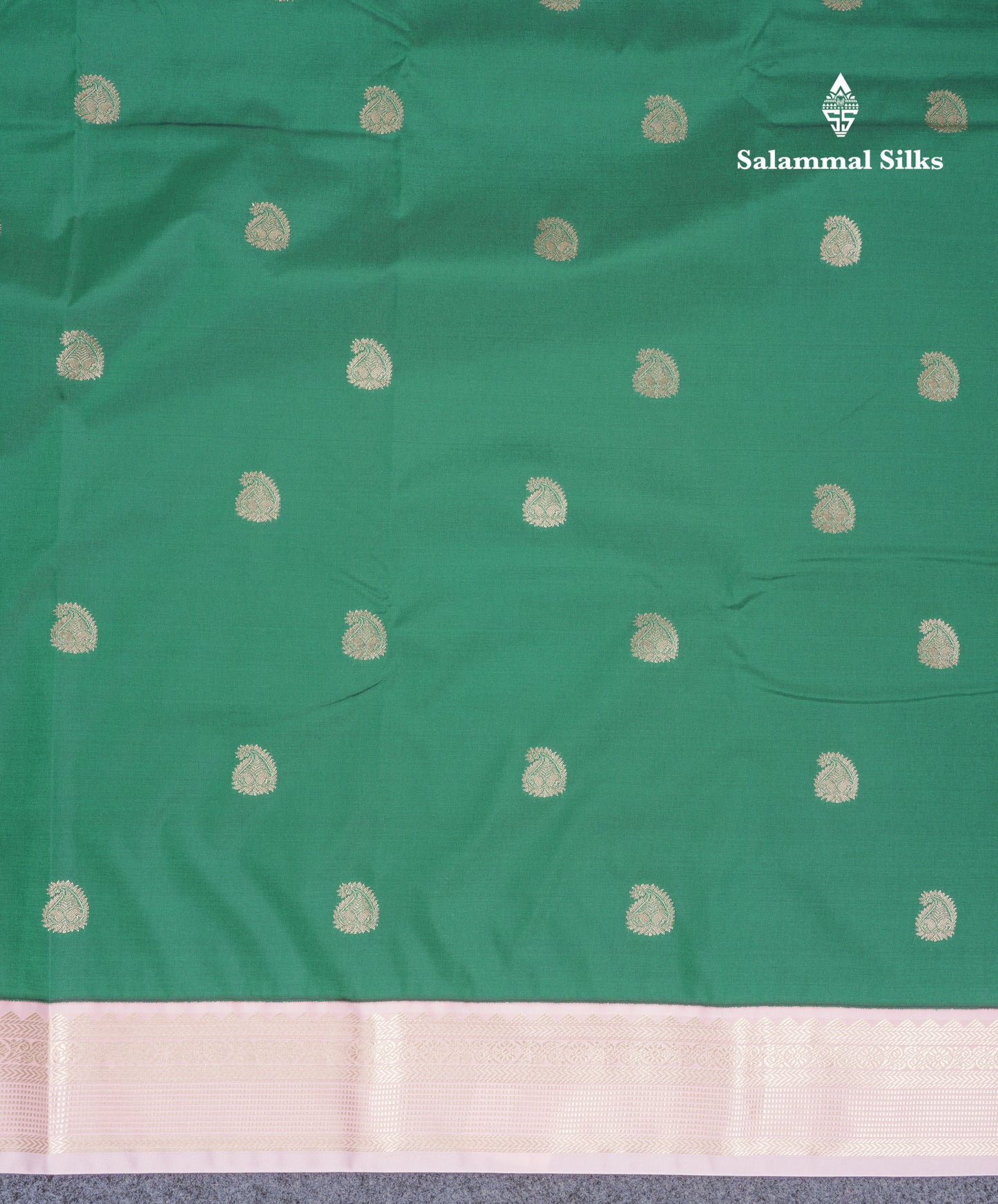 Bottle Green Semi Silk Saree With Contrast Baby Pink Small Border
