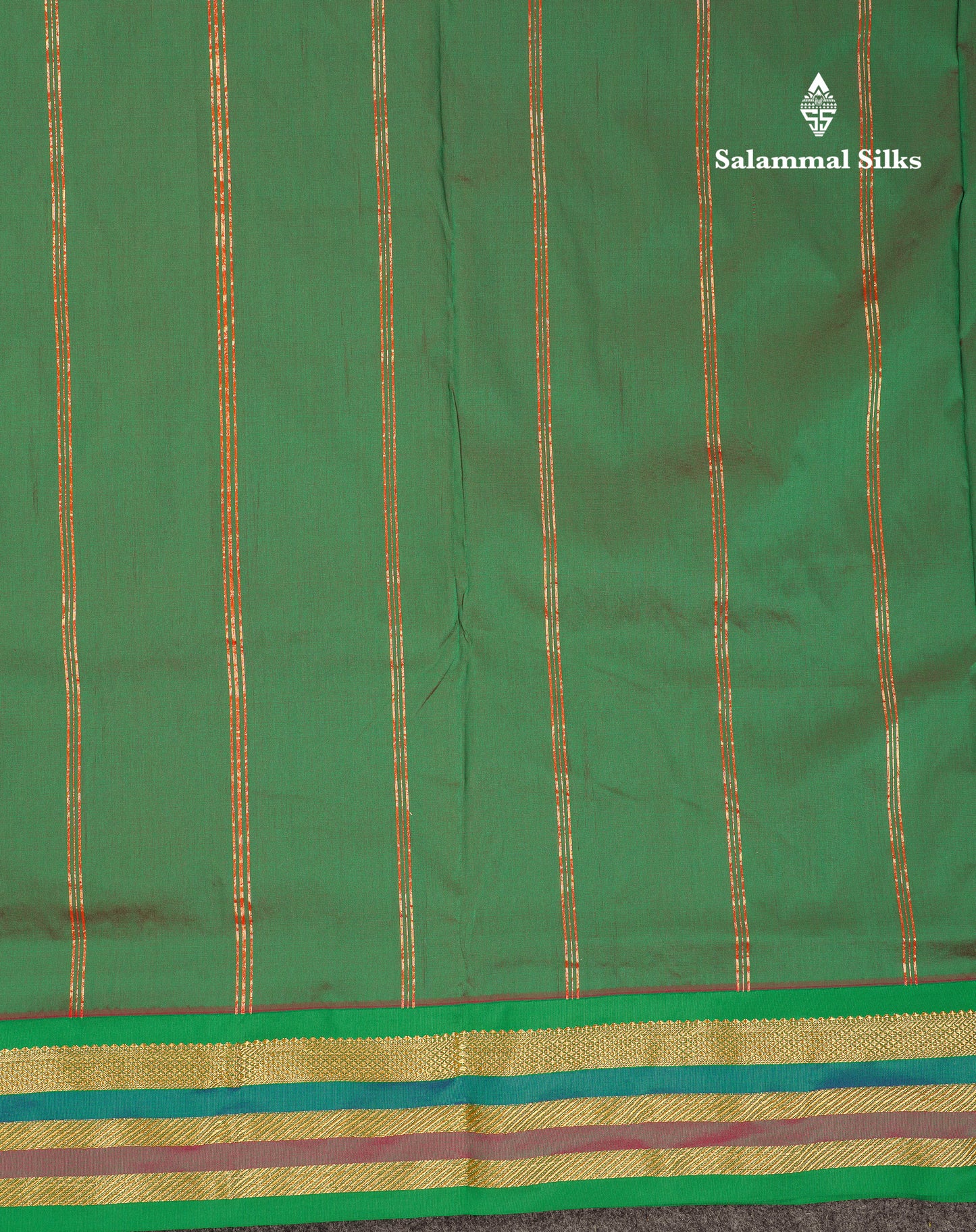 10.5 Yards Semi Silk Saree Green With Contrast Pink Traditional Border