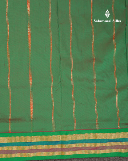10.5 Yards Semi Silk Saree Green With Contrast Pink Traditional Border