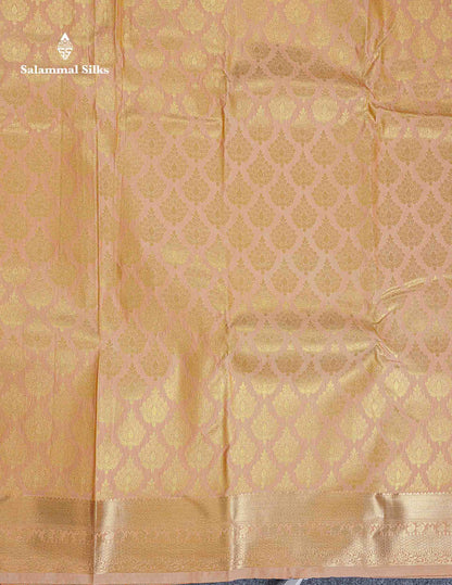 Bridal Semi Silk Saree - Sandal Colour Body With Contrast Purple Blouse