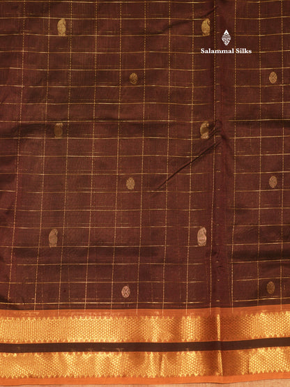 Brown Colour Pure Silk Cotton Saree With Mustard Yellow Border