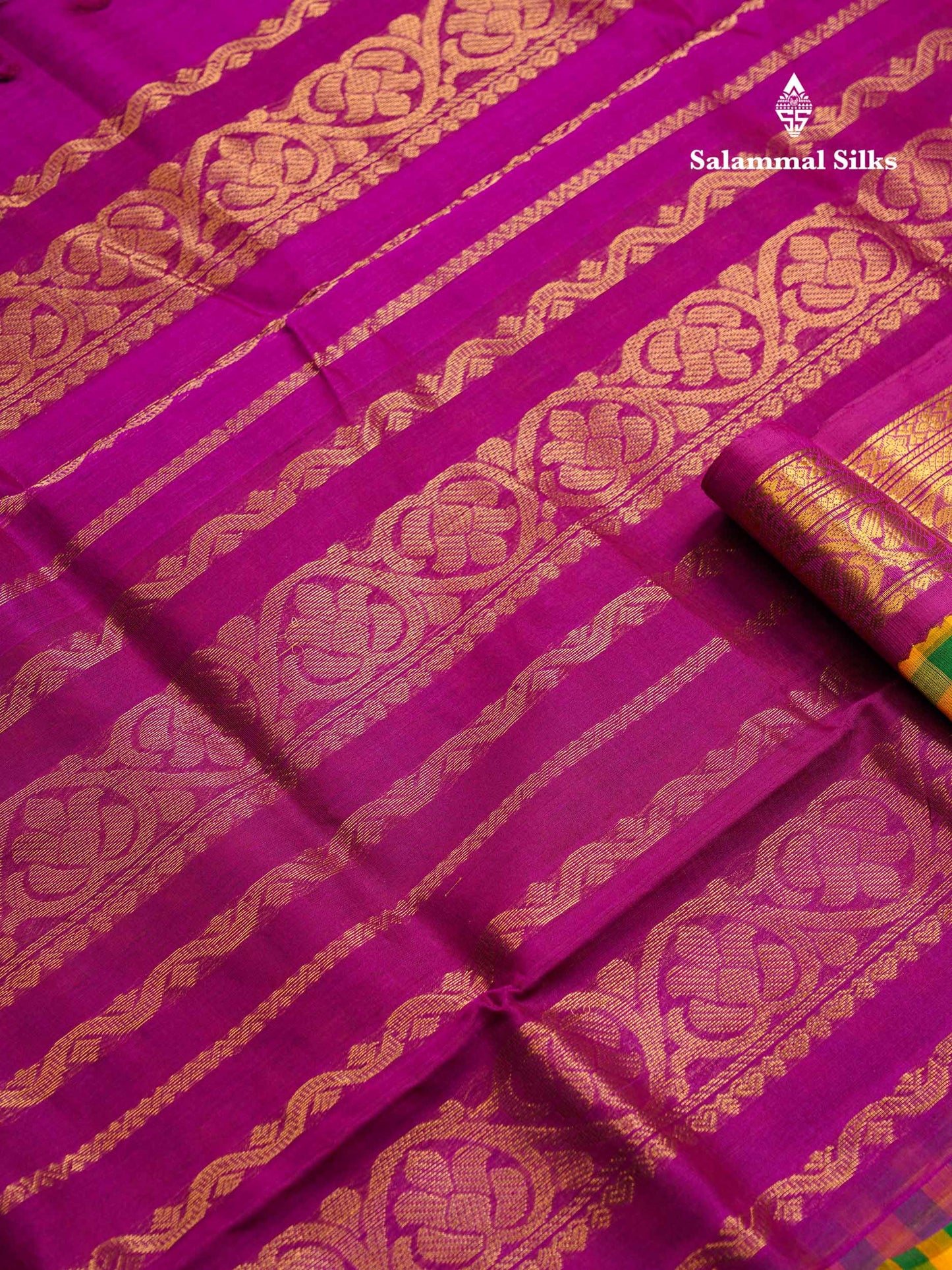 Beautiful Paalum Pazham Checks Pure Silk Cotton Saree With Contrast Vadamalli Traditional Border