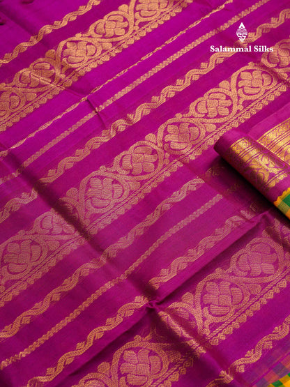 Beautiful Paalum Pazham Checks Pure Silk Cotton Saree With Contrast Vadamalli Traditional Border